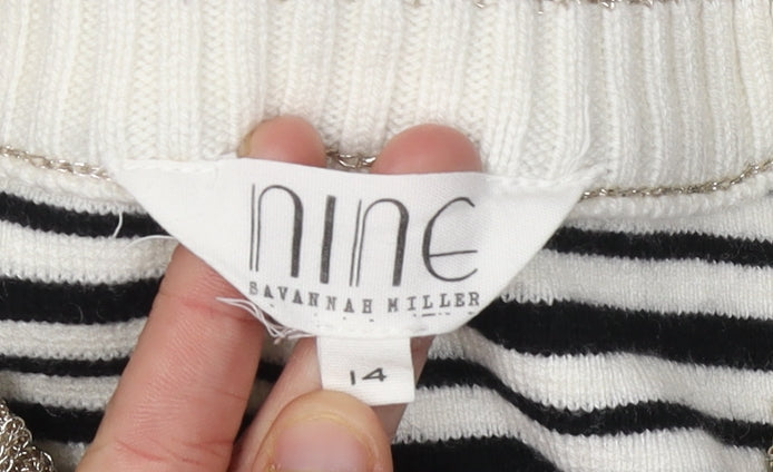 Close-up detail of Nine by Savannah Miller Women's Stripe jumper, size 14