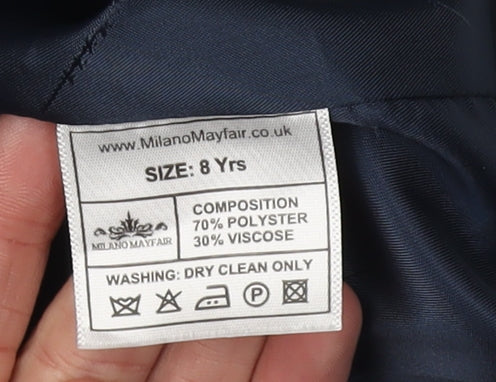 Close-up detail of Milano Mayfair boys’ grey single-breasted suit jacket