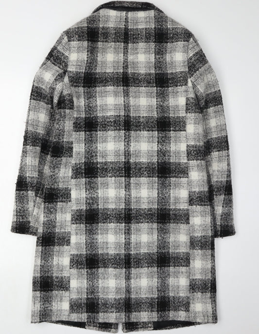 New Look Women's Black Check Overcoat Size 6