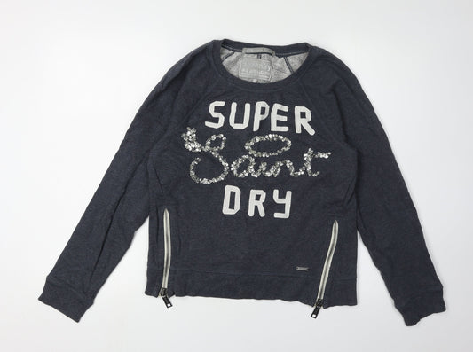 Womens UK S Regular Superdry Black Pullover Sweatshirt