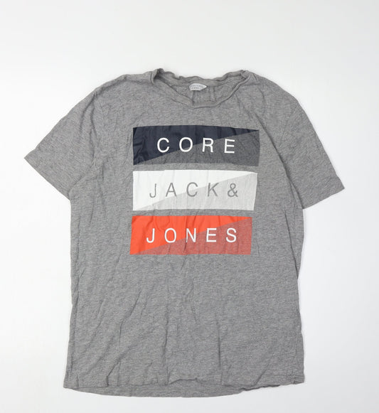 Jack & Jones Grey Graphic Print T-Shirt, Size L