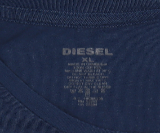 Diesel Men's XL Blue Crew Neck T-Shirt Short Sleeve Cotton