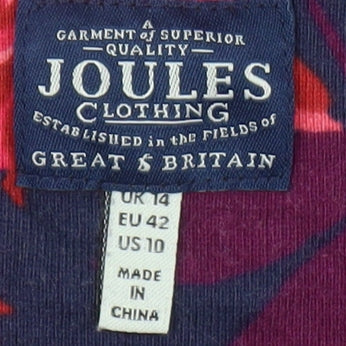 Joules Women's Blue Floral T-Shirt UK 14 Boat Neck