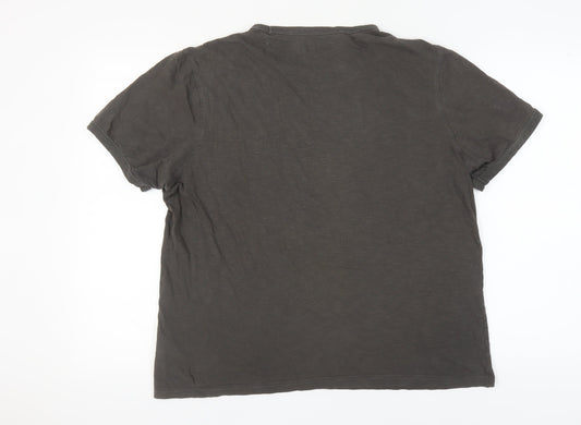Farah Men's Grey Cotton L T-Shirt, Short Sleeve