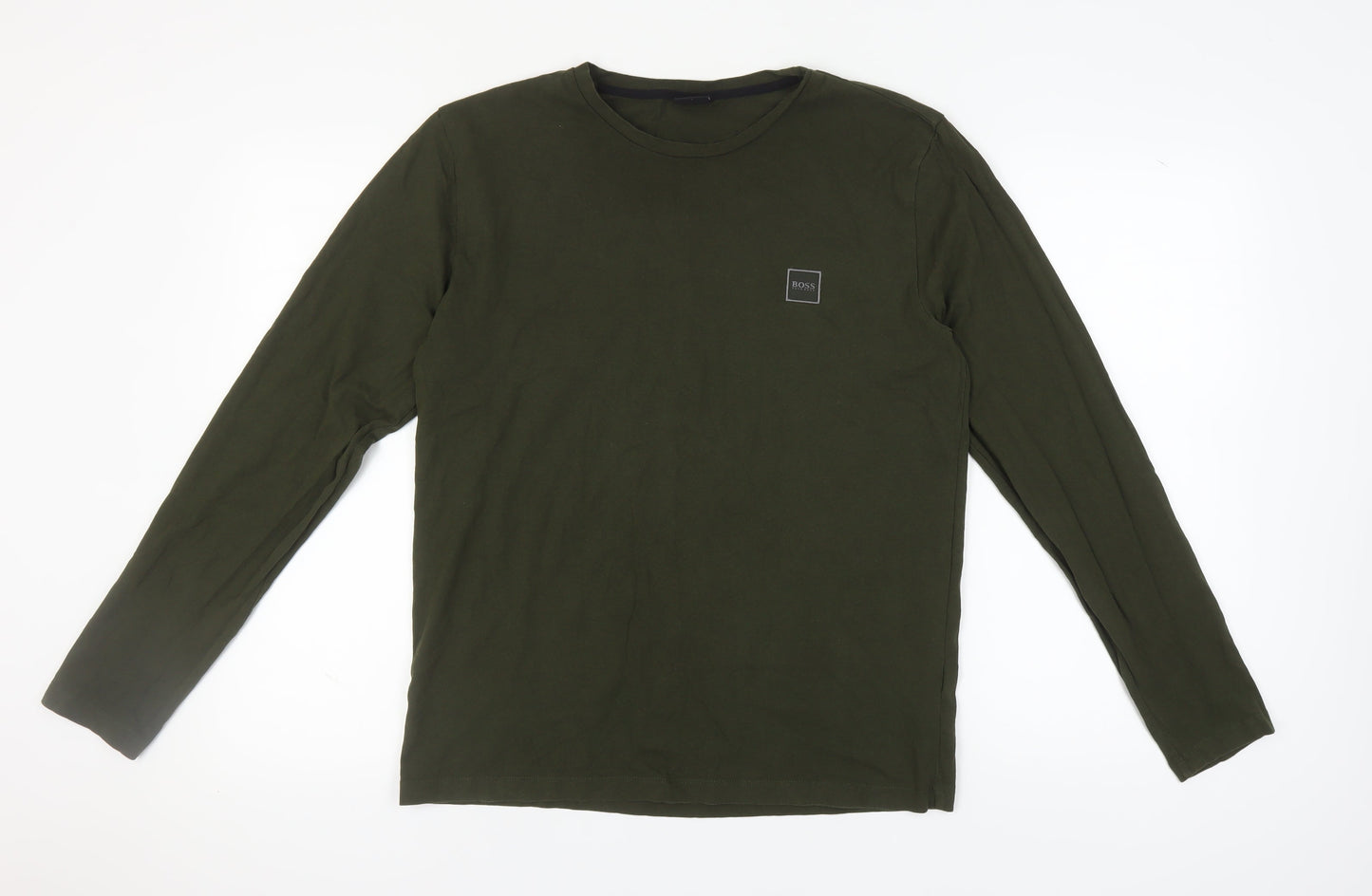 BOSS Men's Green Long Sleeve Crew Neck T-Shirt - L