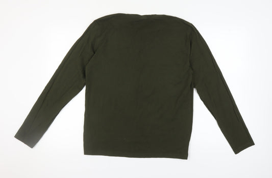 BOSS Men's Green Long Sleeve Crew Neck T-Shirt - L