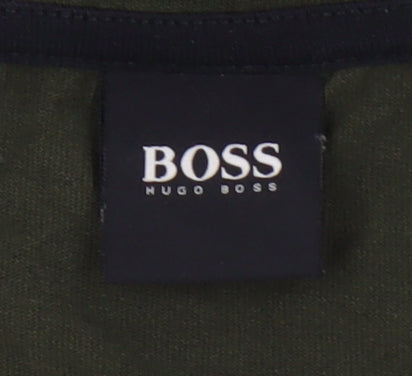 BOSS Men's Green Long Sleeve Crew Neck T-Shirt - L
