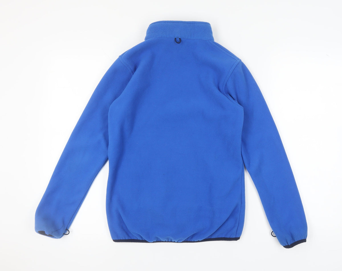 Brand and care label for Peter Storm boys’ blue fleece jacket, size 13, full zip