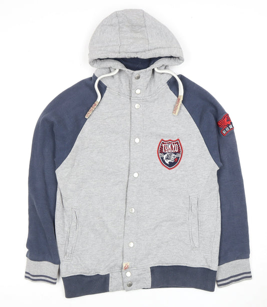 Tokyo Laundry Men's Grey Hooded Full Zip Hoodie M