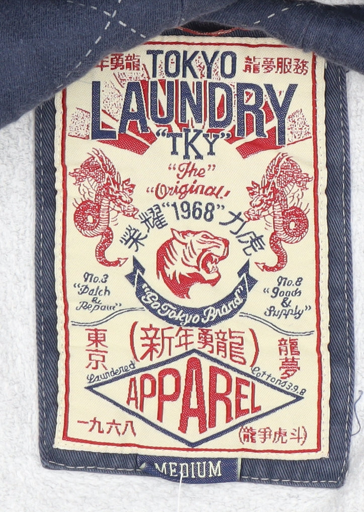 Tokyo Laundry Men's Grey Hooded Full Zip Hoodie M