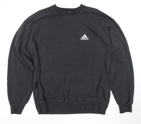 Adidas Men's Black Pullover Sweatshirt L Logo Fleece