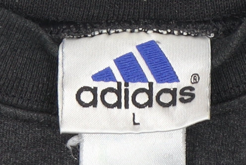 Adidas Men's Black Pullover Sweatshirt L Logo Fleece