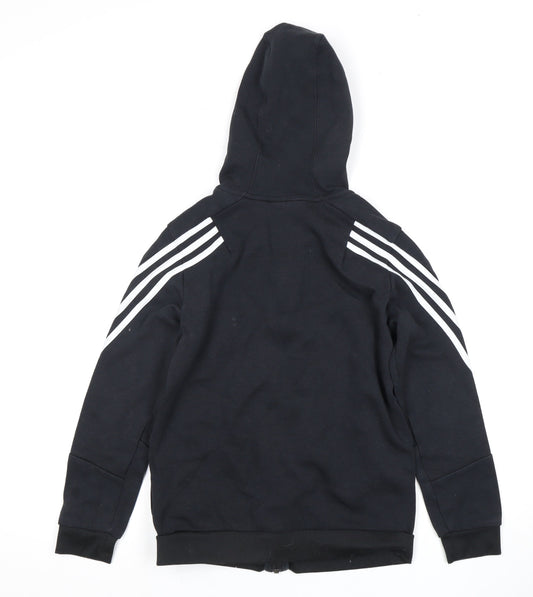 Adidas Black Boys Full Zip Hoodie, Size 11 Years, Casual Sports