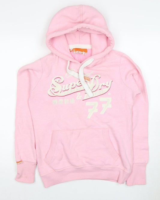 Superdry Women's Pink Pullover Hoodie - M, Logo Accent