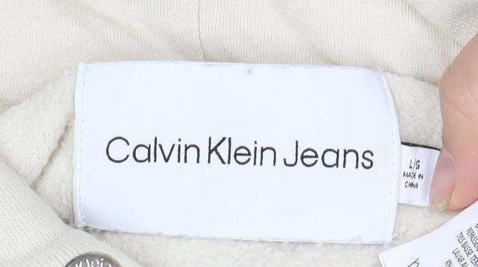 Calvin Klein Women's Beige Pullover Hoodie Size L