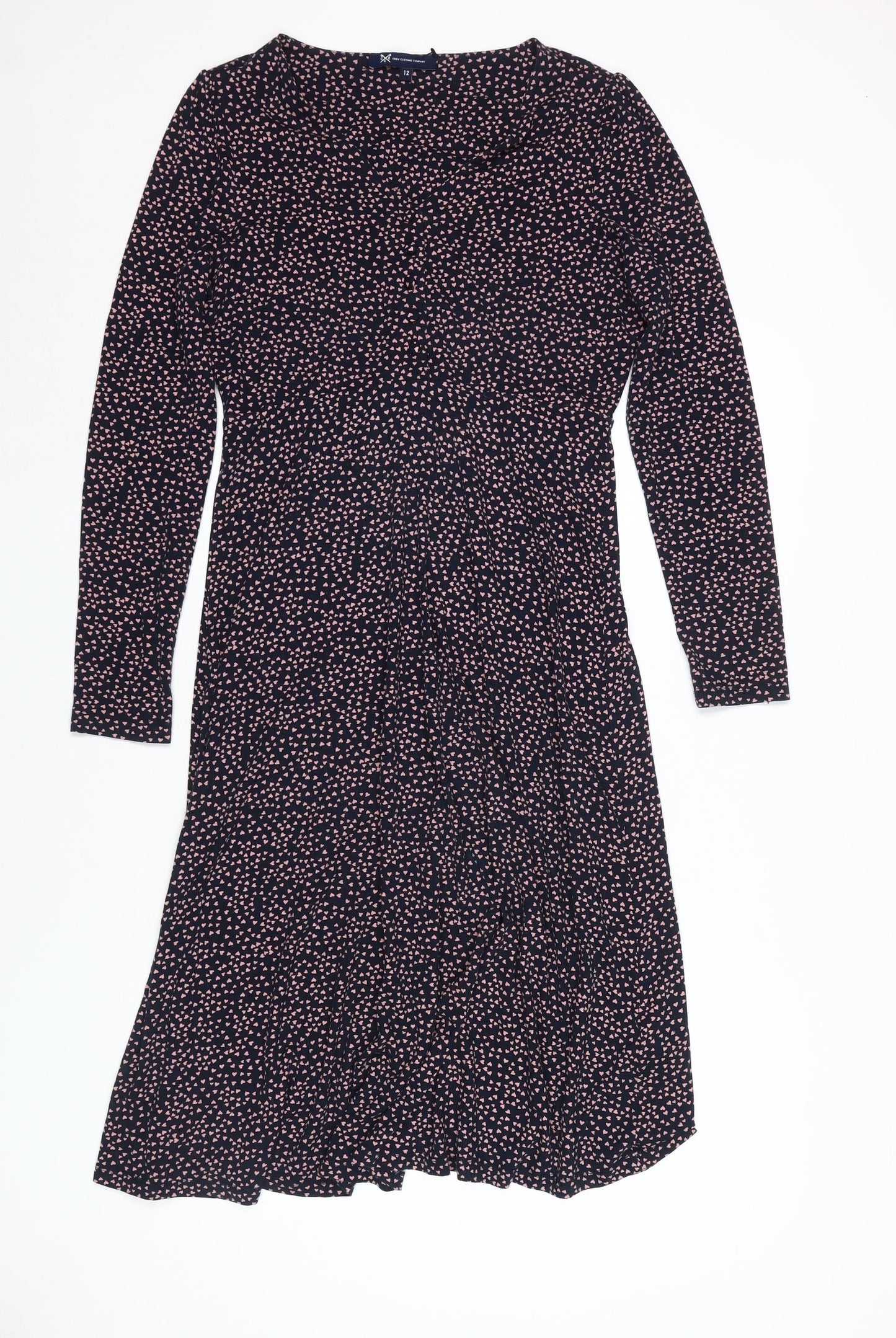 Crew Clothing Women's Heart Print Jersey Shift Dress Multicoloured 12
