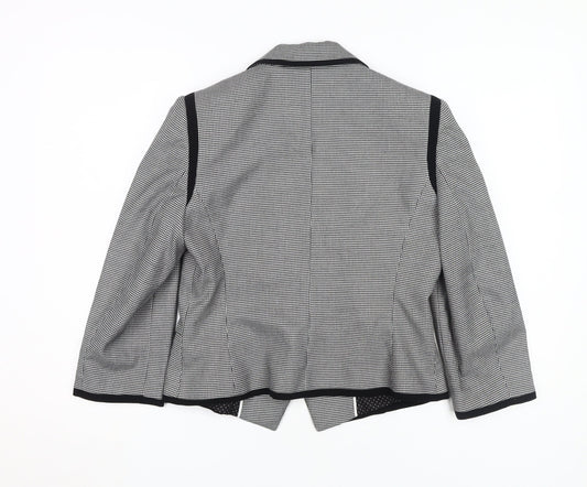 Marks & Spencer Women's Black Houndstooth Blazer, Size 12