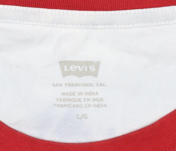Levi's Women's White T-Shirt, Size L, Ringer Style