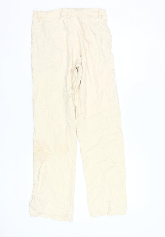 Motel Women's Beige Cotton Straight Trousers Size S