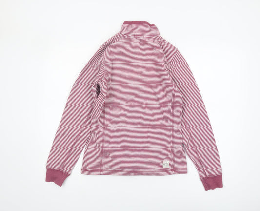 FatFace Women's Pink Striped 1/4 Zip Sweatshirt Size 8