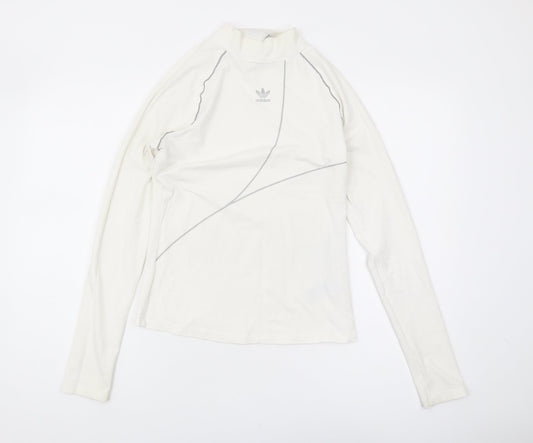 Adidas Women's White Long Sleeve Mock Neck Top