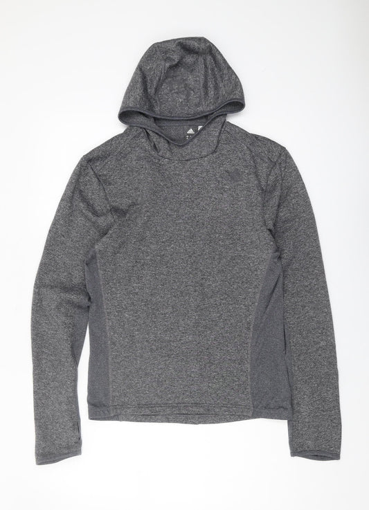 Adidas Men's Grey Pullover Hoodie, Size S, Regular Fit