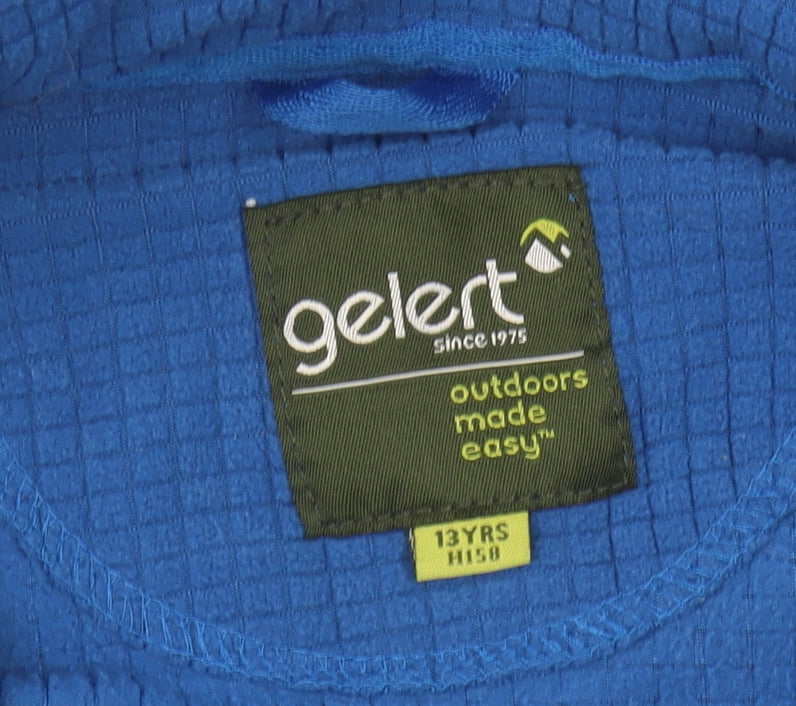 Brand and care label for Gelert boys’ blue jacket, 13 years, casual full zip