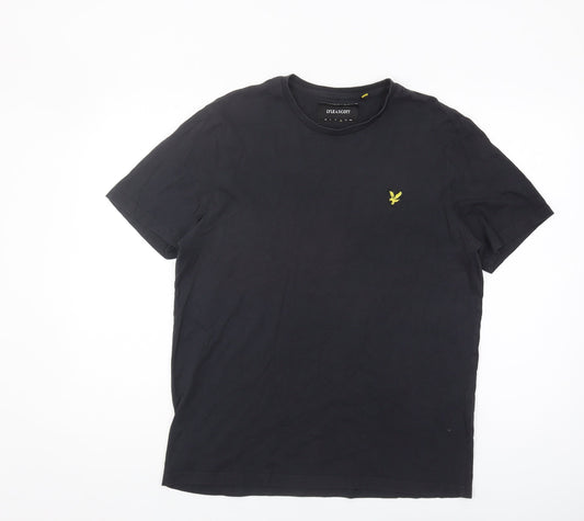 Lyle & Scott Men's Black Cotton T-Shirt, Size L, Crew Neck