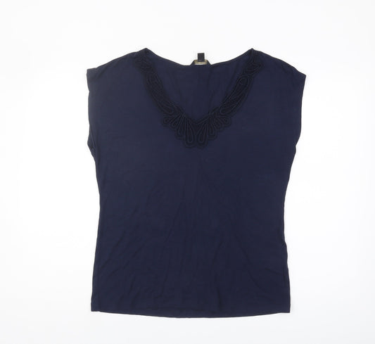 Womens UK Size L Banana Republic Blue Rayon Blend Blouse