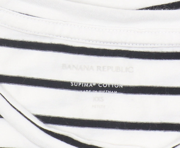Banana Republic Womens 2XS Petite Striped Crew Neck T-Shirt