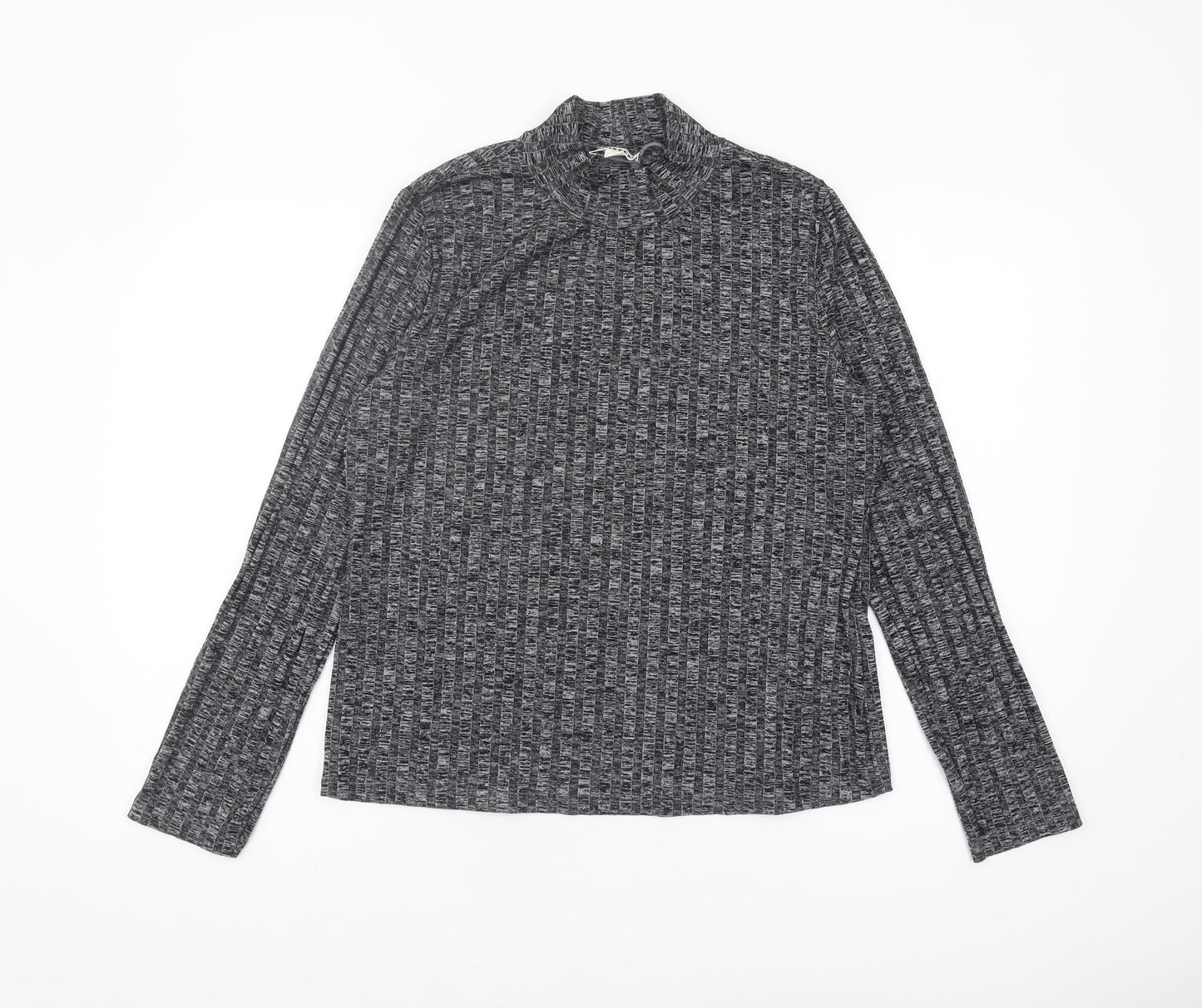 Whistles Women's Grey Basic Long Sleeve High Neck Top