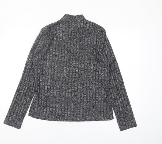 Whistles Women's Grey Basic Long Sleeve High Neck Top