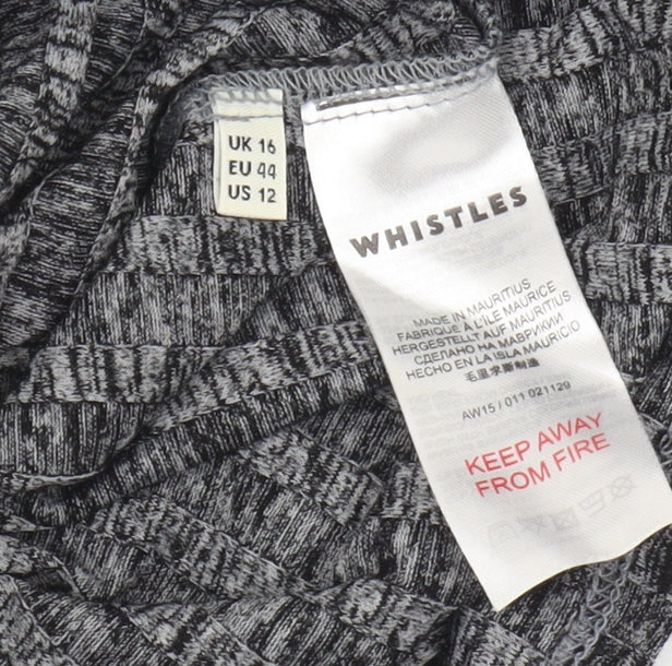 Whistles Women's Grey Basic Long Sleeve High Neck Top