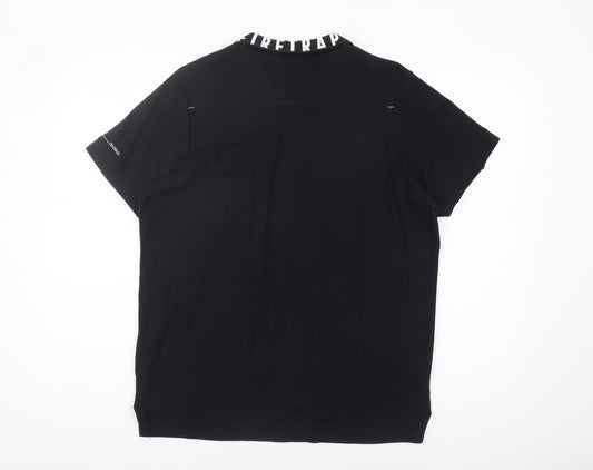 Firetrap Men's Black Polo, M, Short Sleeve, Logo Accent