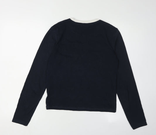 Jack Wills Women's Black Ringer T-Shirt Size 10