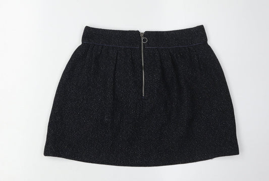 Superdry Women's Black Tweed Skirt S with Pockets