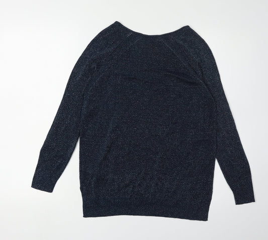 White Stuff Women's Blue V-Neck Jumper, Size 8, Raglan Sleeve