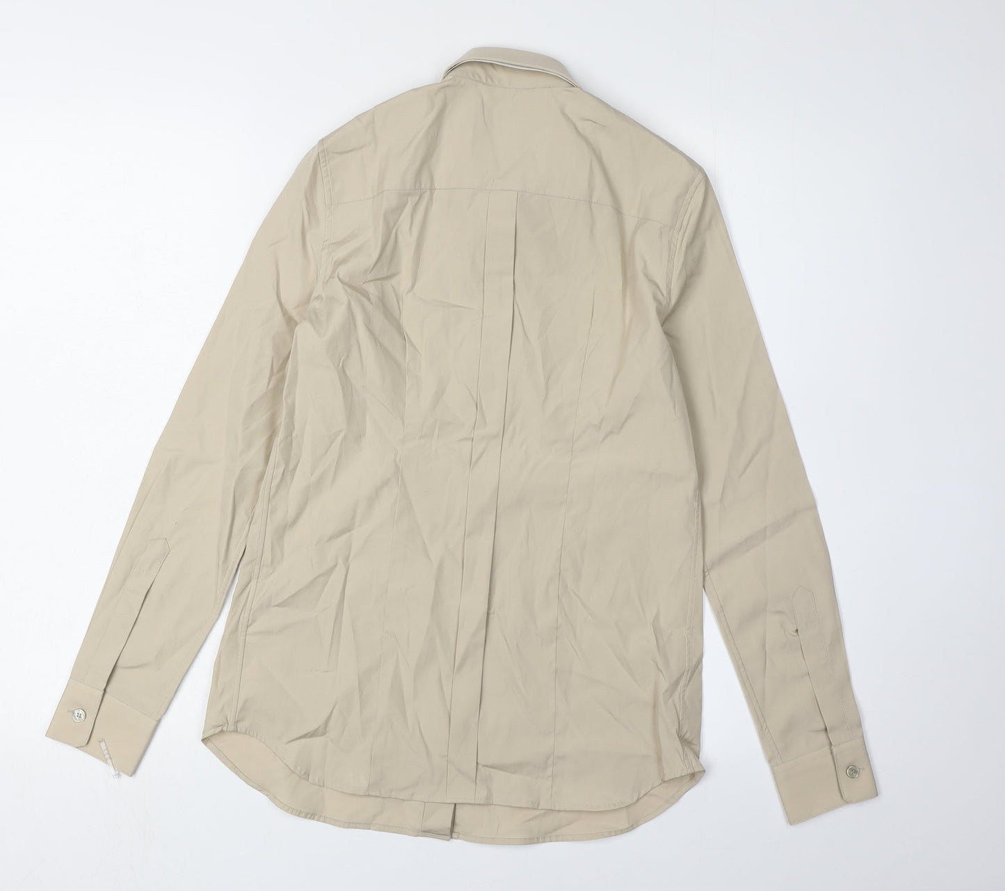 Burberry Women's Beige Slim Fit Button-Up Shirt Size 2