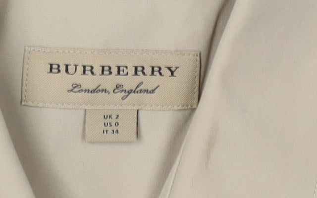 Burberry Women's Beige Slim Fit Button-Up Shirt Size 2