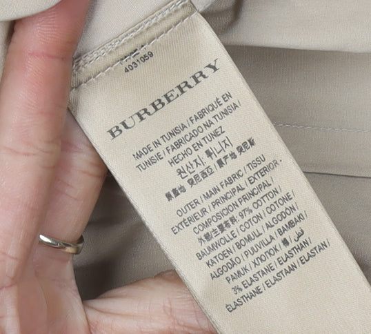 Burberry Women's Beige Slim Fit Button-Up Shirt Size 2