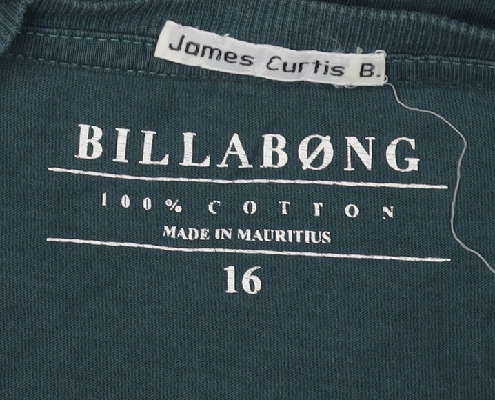 Billabong Men's Green Graphic Print T-Shirt Size 16