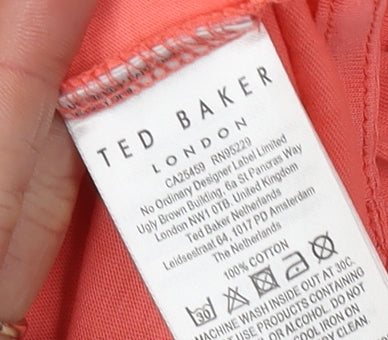 Ted Baker Women's Pink V-Neck T-Shirt, Size 8