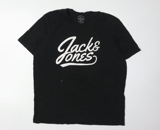 Jack & Jones Men's Black 2XL Graphic T-Shirt