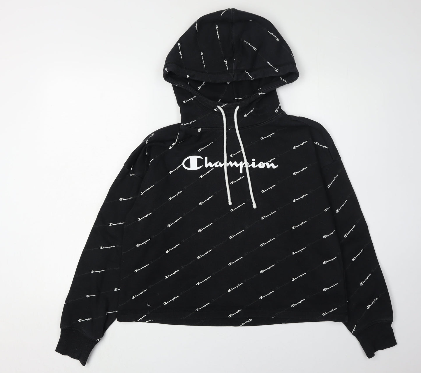 Champion Unisex Black Logo Hoodie L