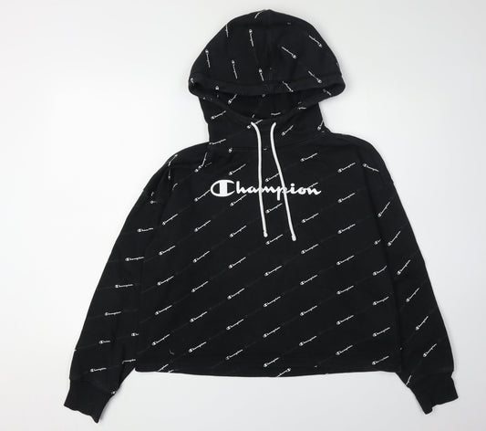 Champion Unisex Black Logo Hoodie L