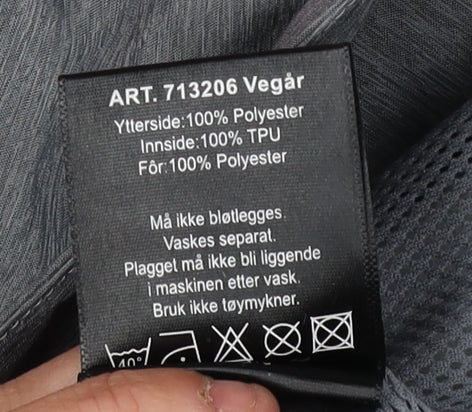 Brand and care label for Skogstad boys’ parka jacket, orange/grey, 12 years