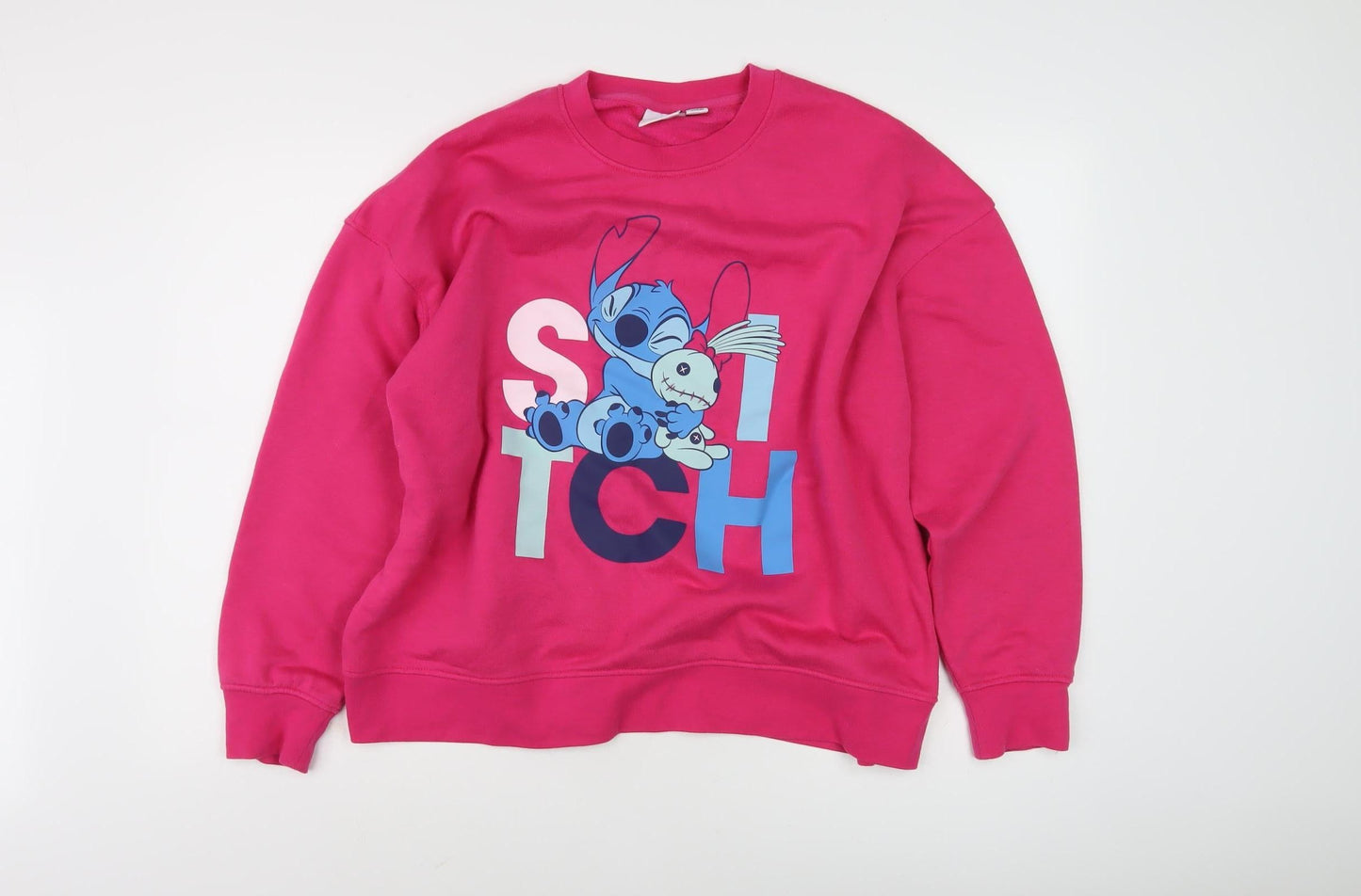 Disney Women's Pink Stitch Sweatshirt L