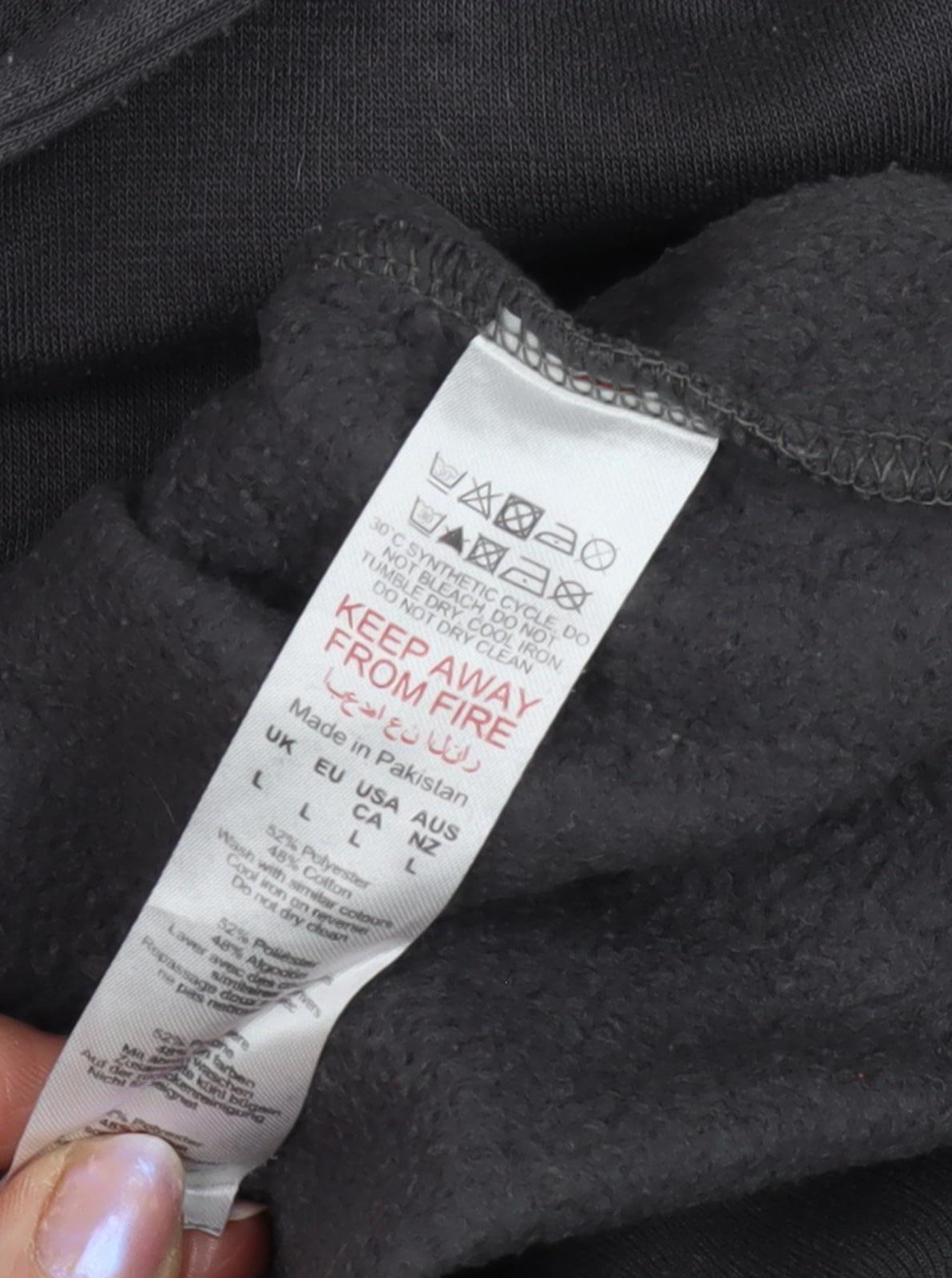 Brand and care label for boohooMAN Men's Black Pullover Hoodie L