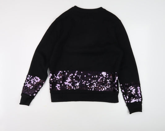 Warehouse Women's Black Sequin Sweatshirt, S