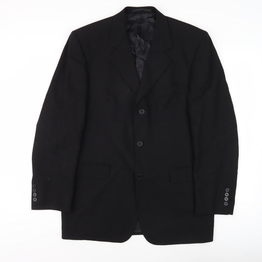 Pierre Cardin Men's Black Wool Blazer Size 42R